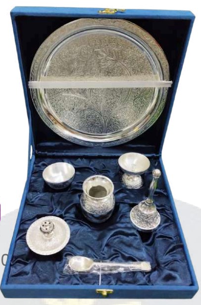 Aarti Thali 7 in 1 for Religious Use and Festive Gifting, Complete Puja Utility Set for Home Temple, Hampers and Special Spiritual Occasions